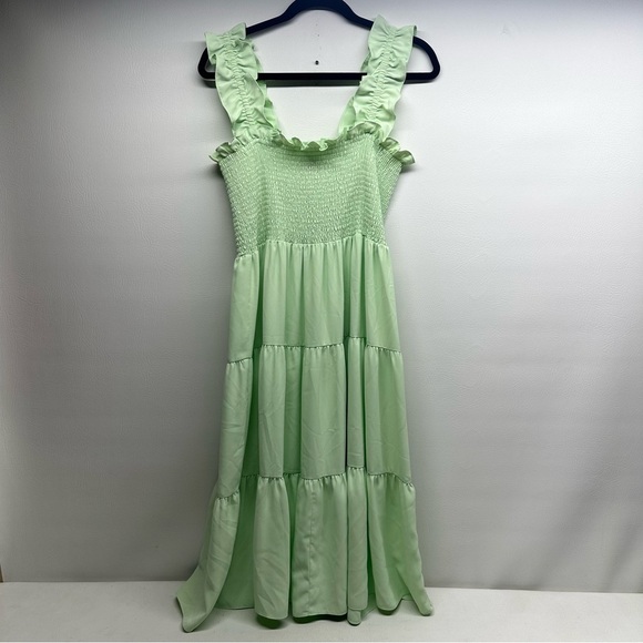 Amanda Uprichard Adelene Green Flutter Sleeve Sundress size L - Picture 4 of 10